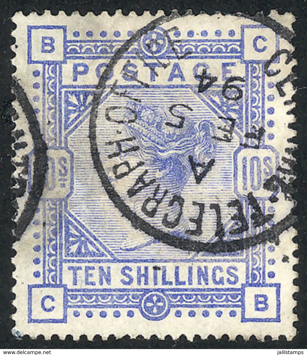 GREAT BRITAIN: Sc.109, 1884 10sh. Ultramarine, Used, Handsome Example! - Other & Unclassified