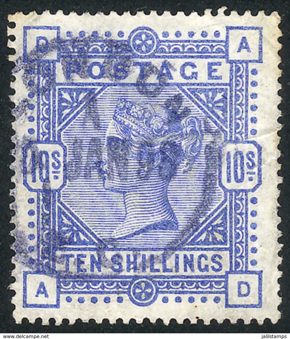 GREAT BRITAIN: Sc.109, 1884 10sh. Ultramarine, Very Nice Example (tiny Crease), Catalog Value US$550 - Other & Unclassified