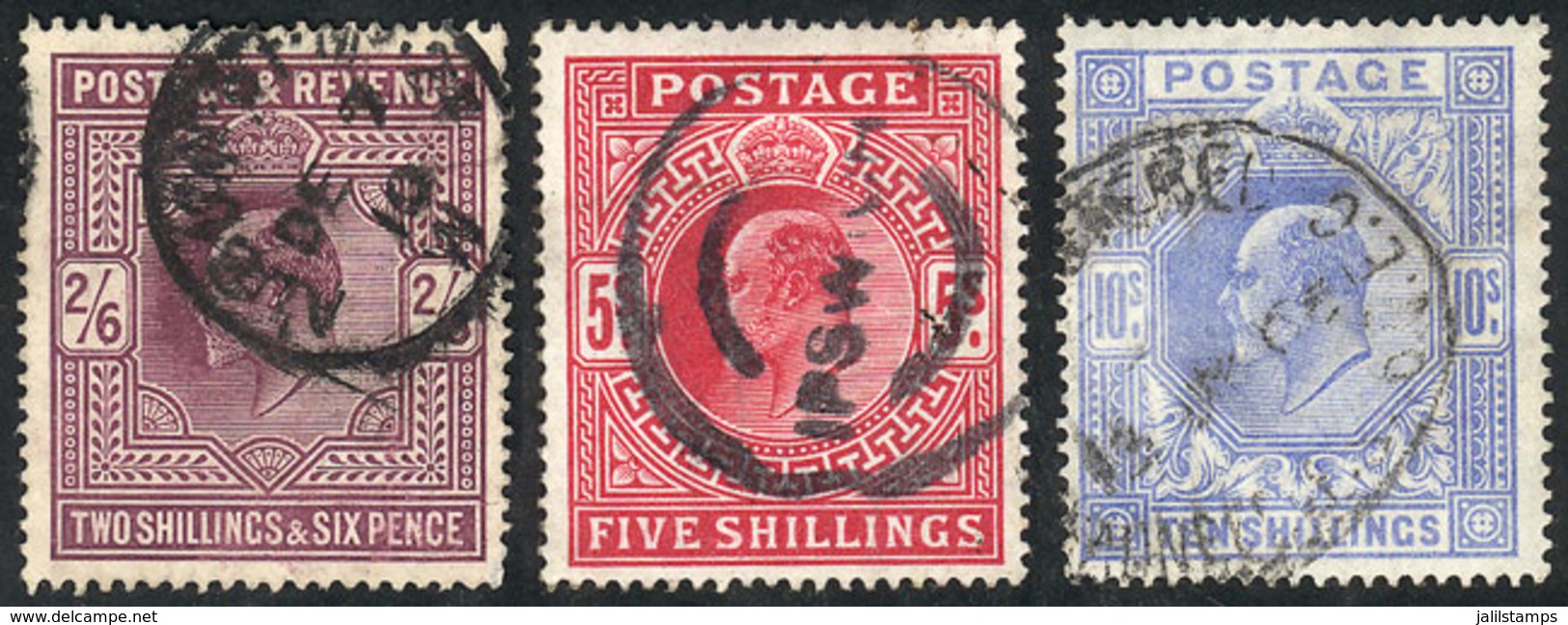 GREAT BRITAIN: Sc.139/141, 3 High Values Of 1902, Used, Fine To Excellent Quality, Catalog Value US$900. - Otros & Sin Clasificación