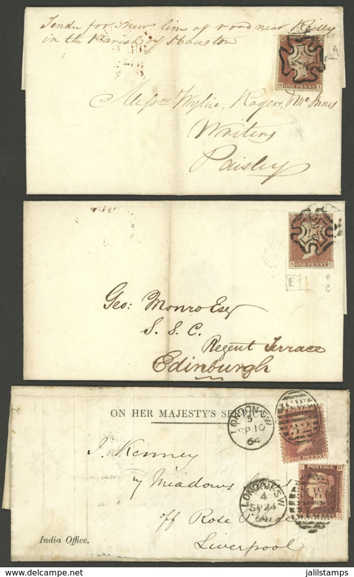 GREAT BRITAIN: 3 Entire Letters Used In 1842 (2) And 1864, Fine Quality! - Sonstige & Ohne Zuordnung