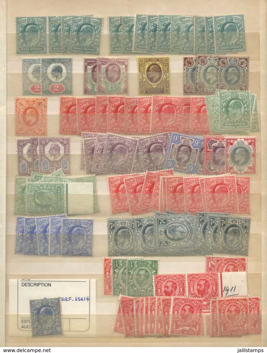 GREAT BRITAIN: Stockbook With Many Hundreds Of UNUSED Stamps (including Many MNH) Issued Approx. Between 1890 And - Autres & Non Classés