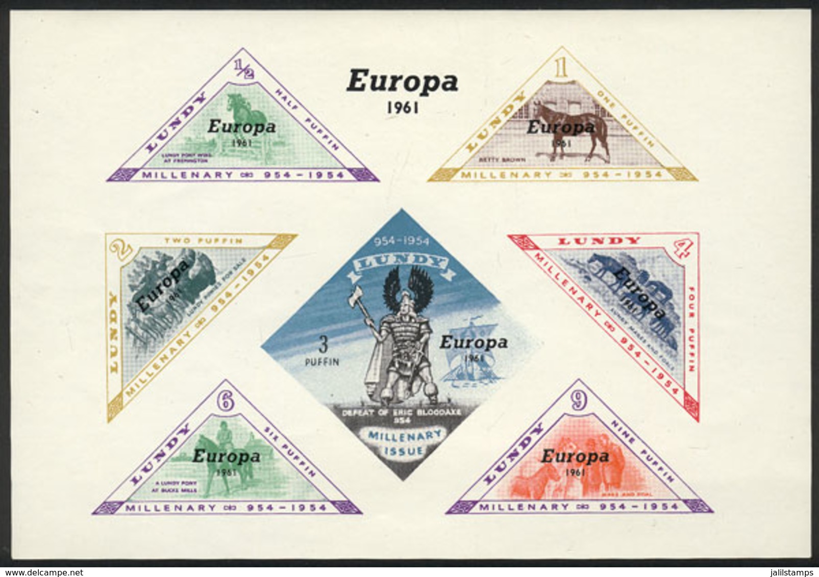 GREAT BRITAIN - LUNDY: Private Issue, Europa 1961, Topic HORSES, Excellent Quality! - Other & Unclassified