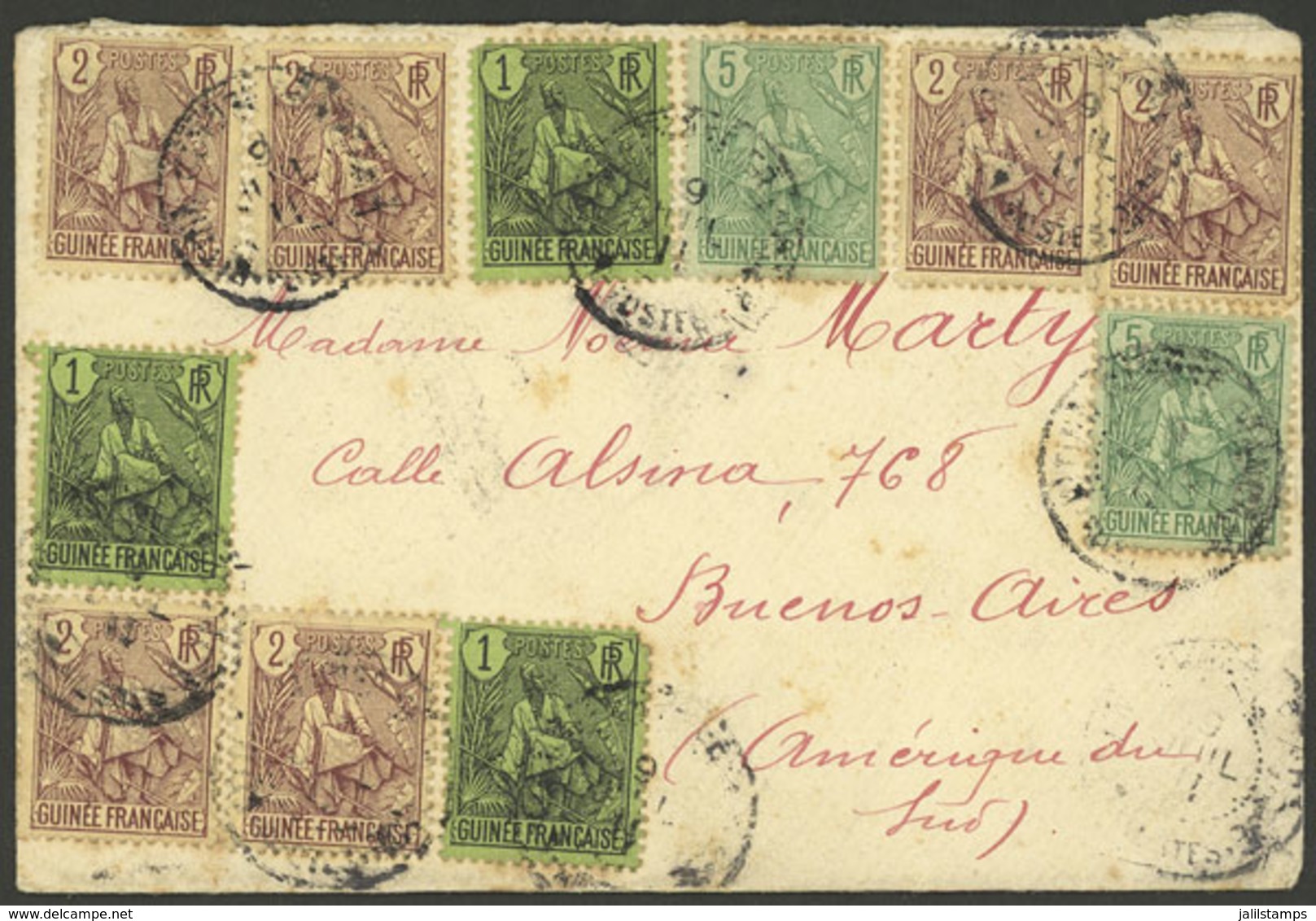 FRENCH GUINEA: RARE DESTINATION: Cover Posted From Conakry To Buenos Aires (Argentina) On 19/JUL/1911 Franked With 25Fr - Autres & Non Classés
