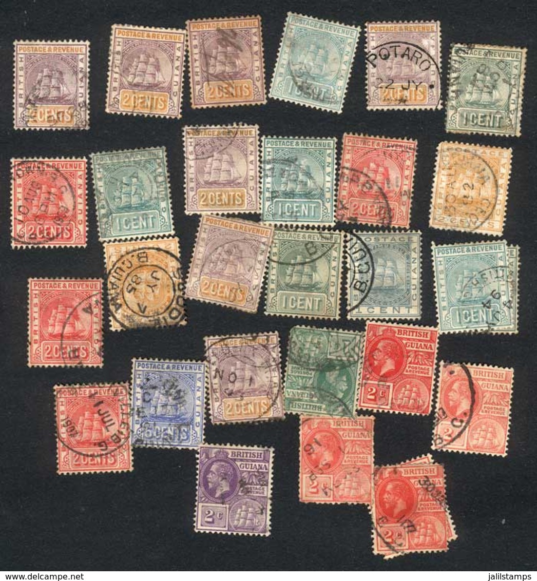 BRITISH GUIANA: Small Lot Of Old Stamps, Perfect To Look For Good Cancels, VF Quality! - Guayana Británica (...-1966)