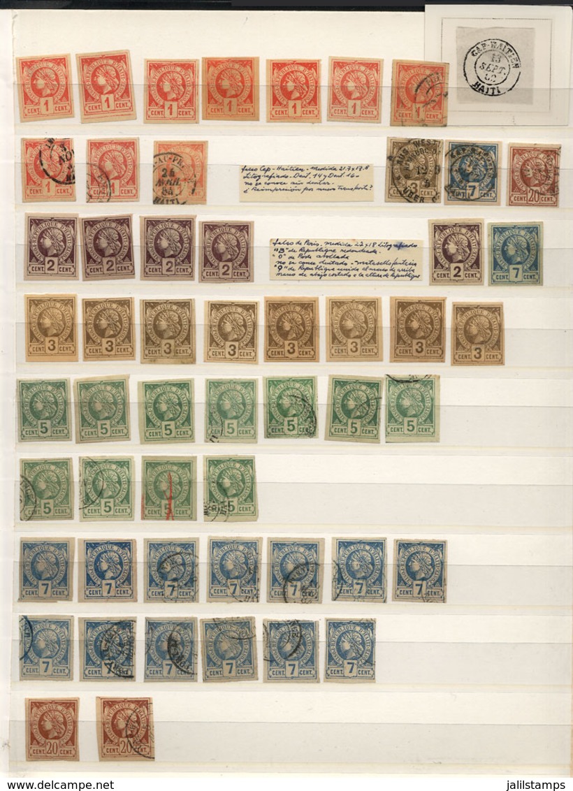 HAITI: Large Number Of Old Stamps On Stock Pages, Very Interesting Lot For The Specialist, General Qualit - Haïti