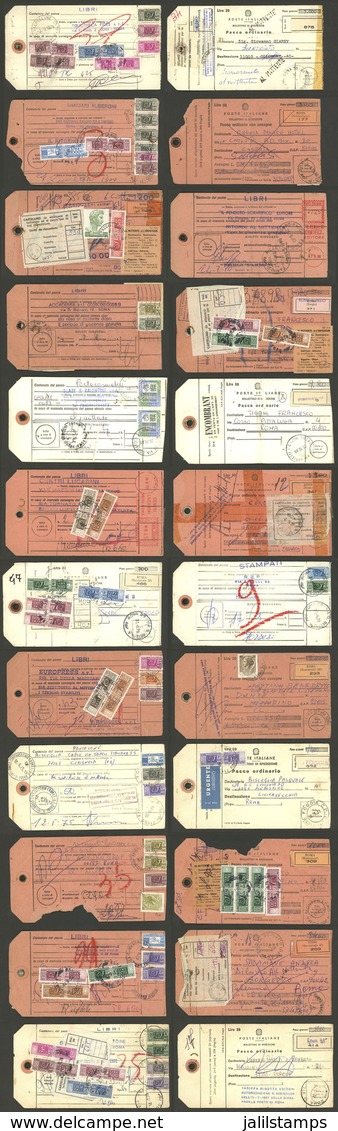 ITALY: 12 Parcel Post Tags Used Between 1976 And 1980 And Returned To Sender, Nice Postages, Interesting! - Non Classificati