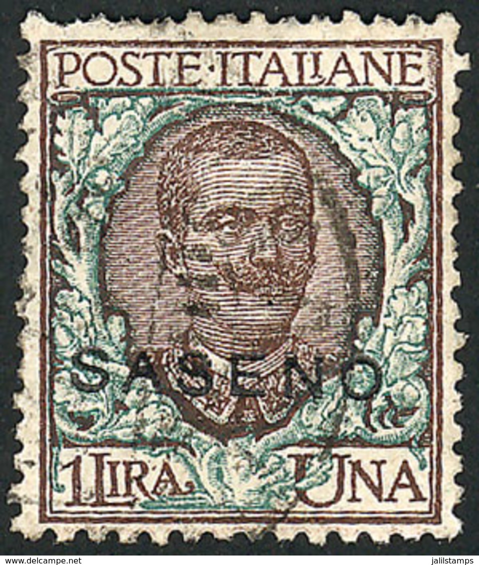 ITALY - SASENO: Sc.8, 1923 1L., High Value Of The Set, Used, VF And Rare! - Sonstige & Ohne Zuordnung
