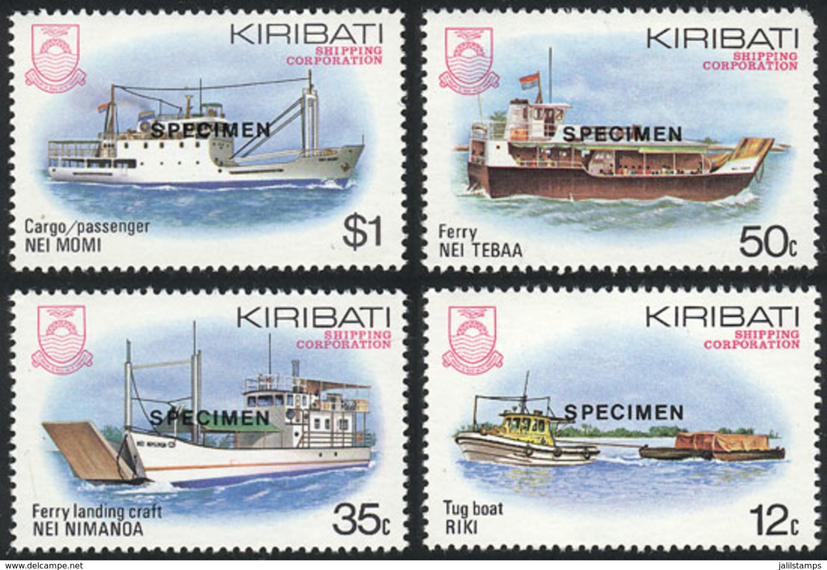 KIRIBATI: Sc.440/3, 1984 Ships, Cpl. Set Of 4 Values With SPECIMEN Overprint, Excellent Quality! - Kiribati (1979-...)