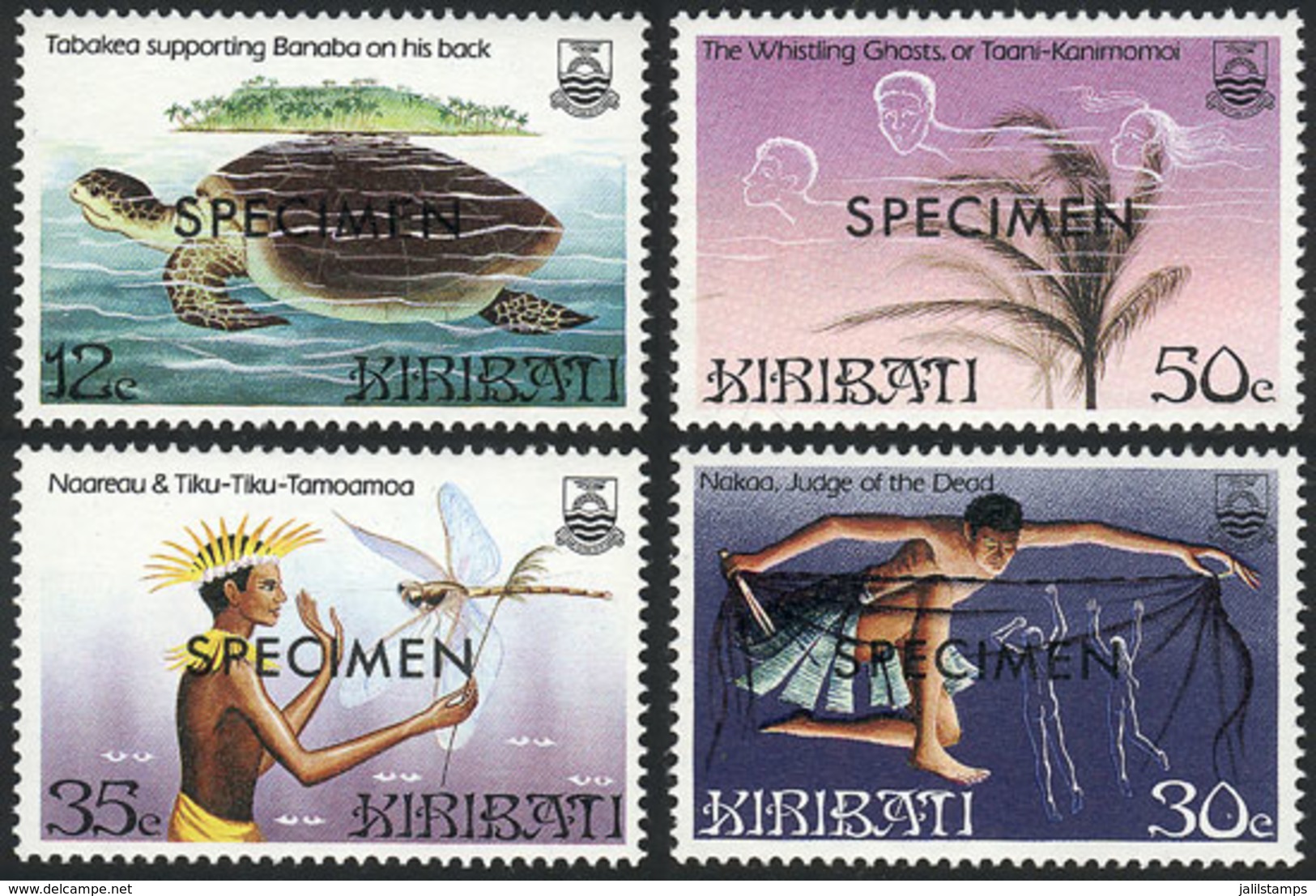 KIRIBATI: Sc.448/451, 1984 Fauna, Cpl. Set Of 4 Values With SPECIMEN Overprint, Excellent Quality! - Kiribati (1979-...)