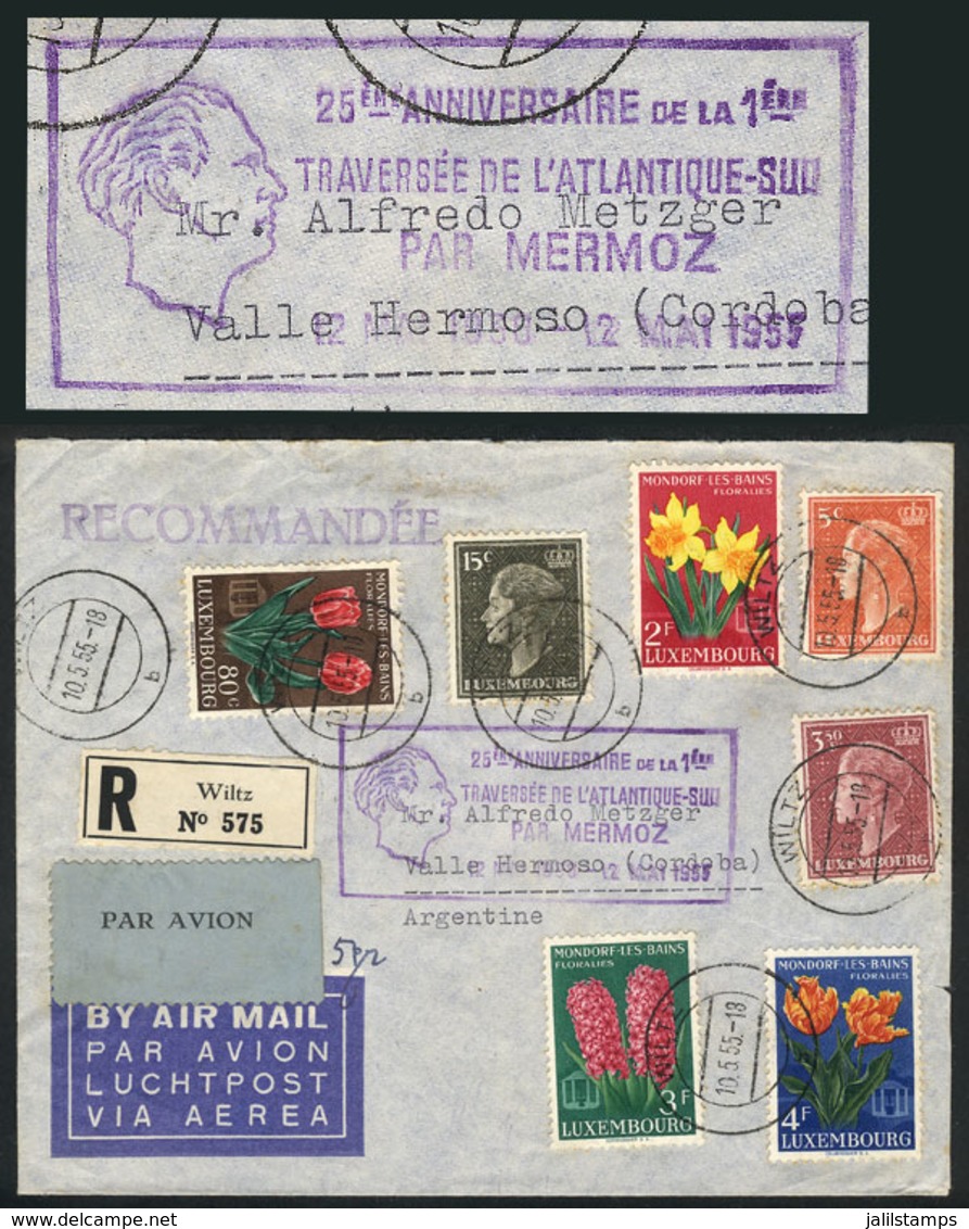 LUXEMBOURG: Airmail Cover Sent To Argentina On 10/MAY/1955 With Handsome Multicolor Postage And Special Handstamp Co - Altri & Non Classificati