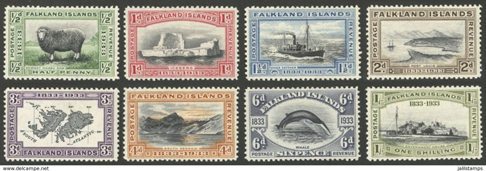 FALKLAND I.: Sc.65/72, 1933 Centenary Of The British Occupation, The Set Up To 1S., Mint, VF Quality! - Falklandinseln
