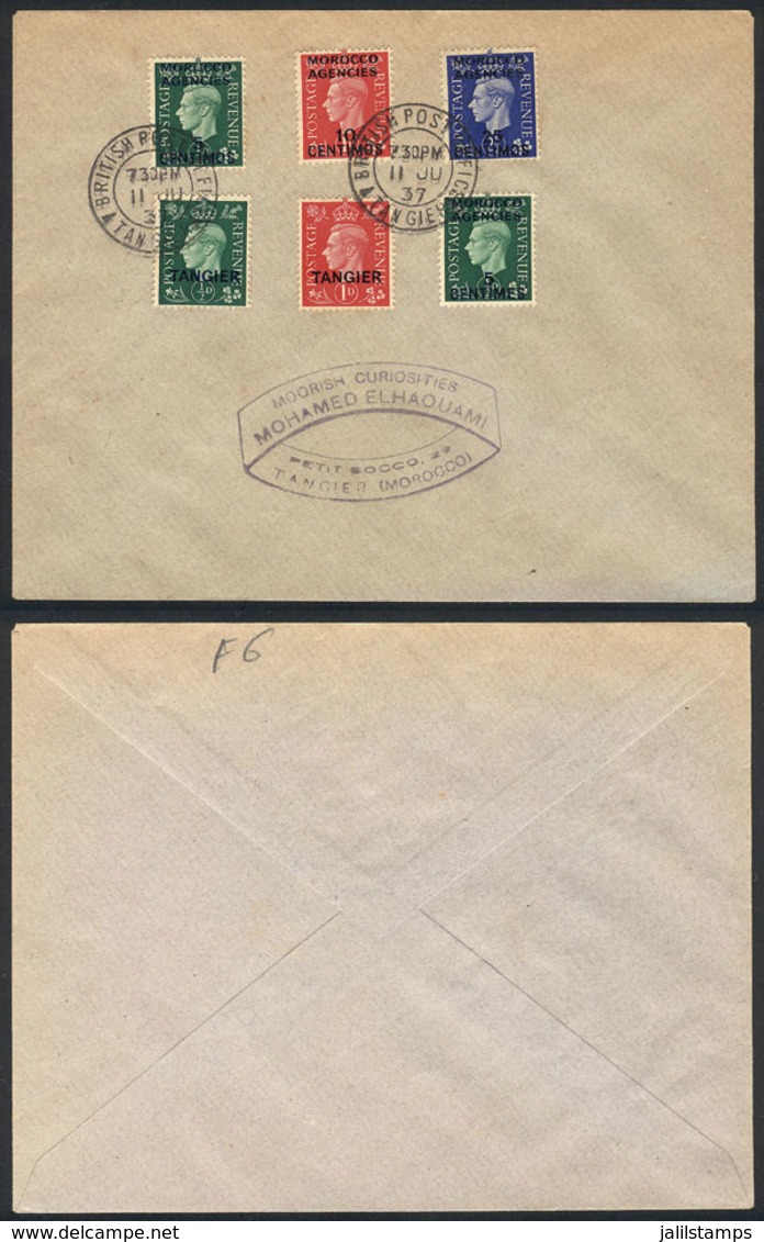 BRITISH MOROCCO: Cover Franked With 6 Overprinted Stamps, Postmarked "BRITISH POST OFFICE - TANGIER - 11/JU/1937", VF Qu - Postämter In Marokko/Tanger (...-1958)