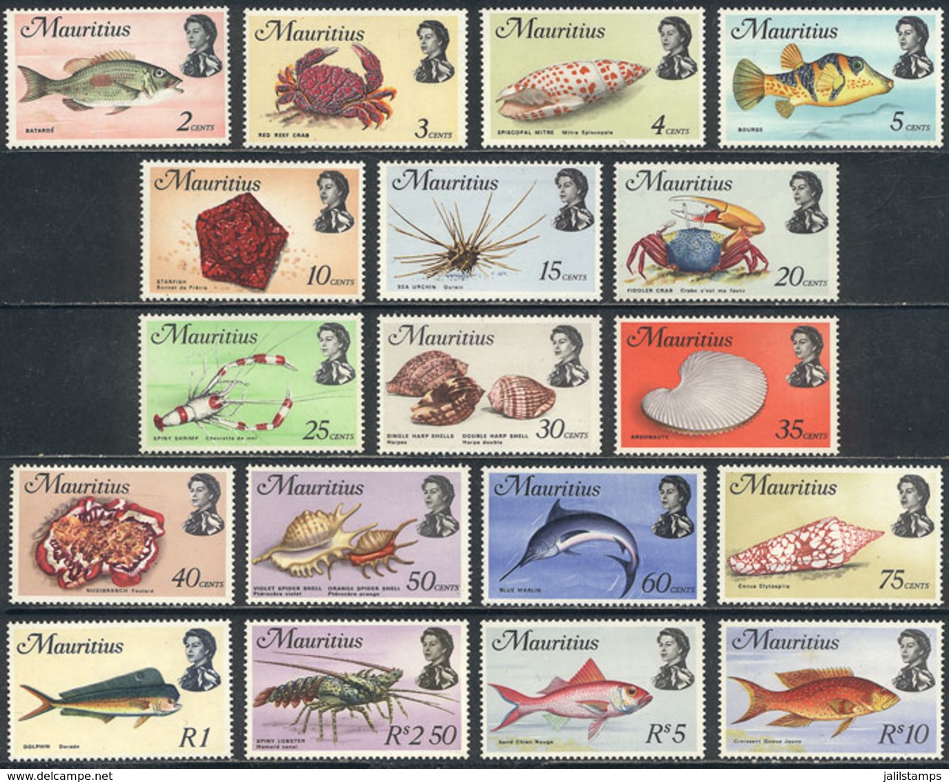 MAURITIUS: Sc.339/356, 1969 Fish And Marine Fauna, Cpl. Set Of 18 MNH Values, VF Quality, Catalog Value US$31+ - Mauritius (...-1967)