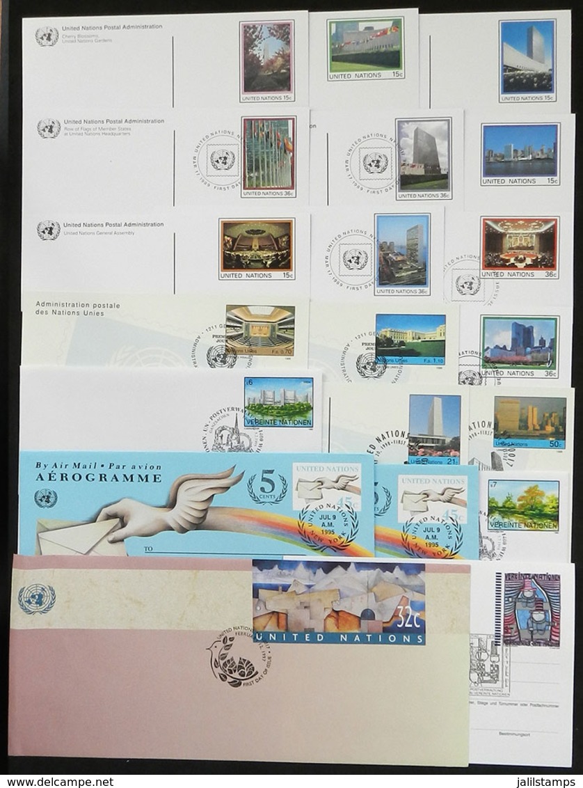 UNITED NATIONS: 20 Modern Postal Stationeries, Unused Or With Postmark Of First Day Of Issue, Very Thematic, Excel - Collections, Lots & Séries