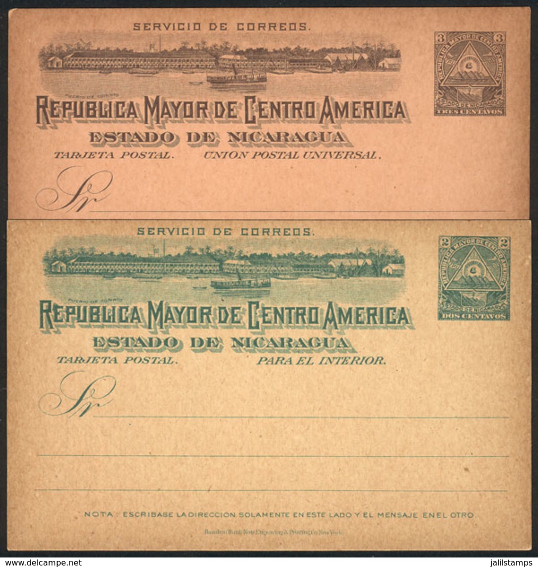 NICARAGUA: 2 Old Unused Postal Cards, Topic SHIPS, VF Quality! - Nicaragua