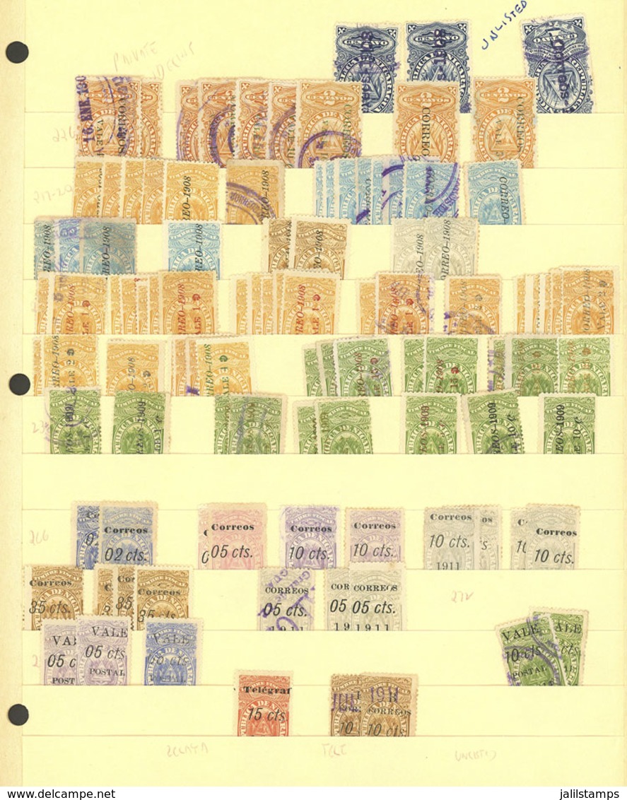 NICARAGUA: Interesting Lot Of Old Stamps On Stock Pages, There Are Some Varieties, Used Or Mint, In General O - Nicaragua