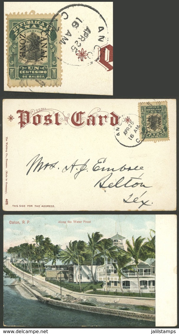 PANAMA - CANAL: Handsome PC With View "Along The Water Front, Colon", Sent To Texas Franked With 1c., VF!" - Panama