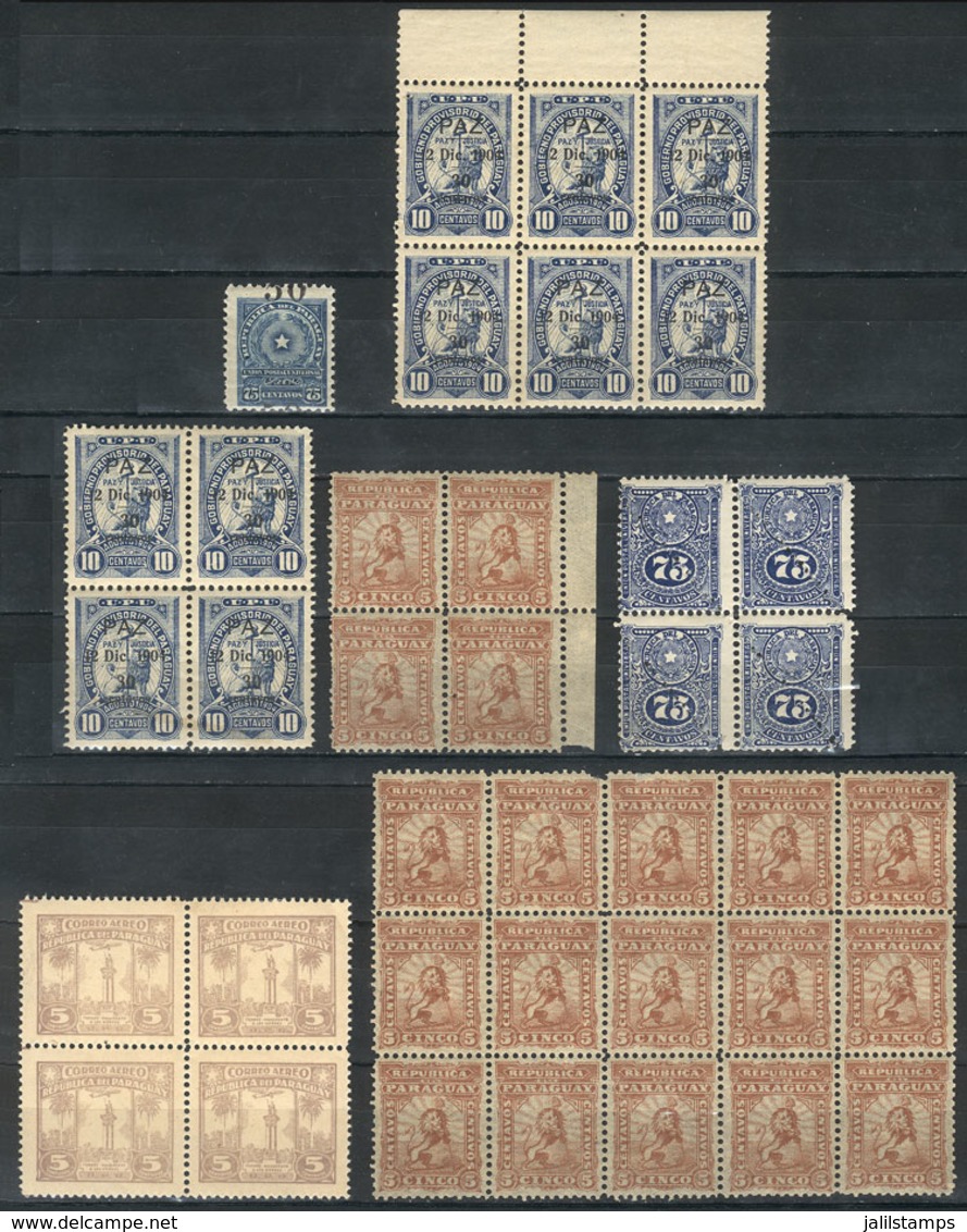 PARAGUAY: Small Lot Of Old Stamps, Including Some Very Interesting Blocks, Most Unmounted, Very Fine Quality - Paraguay