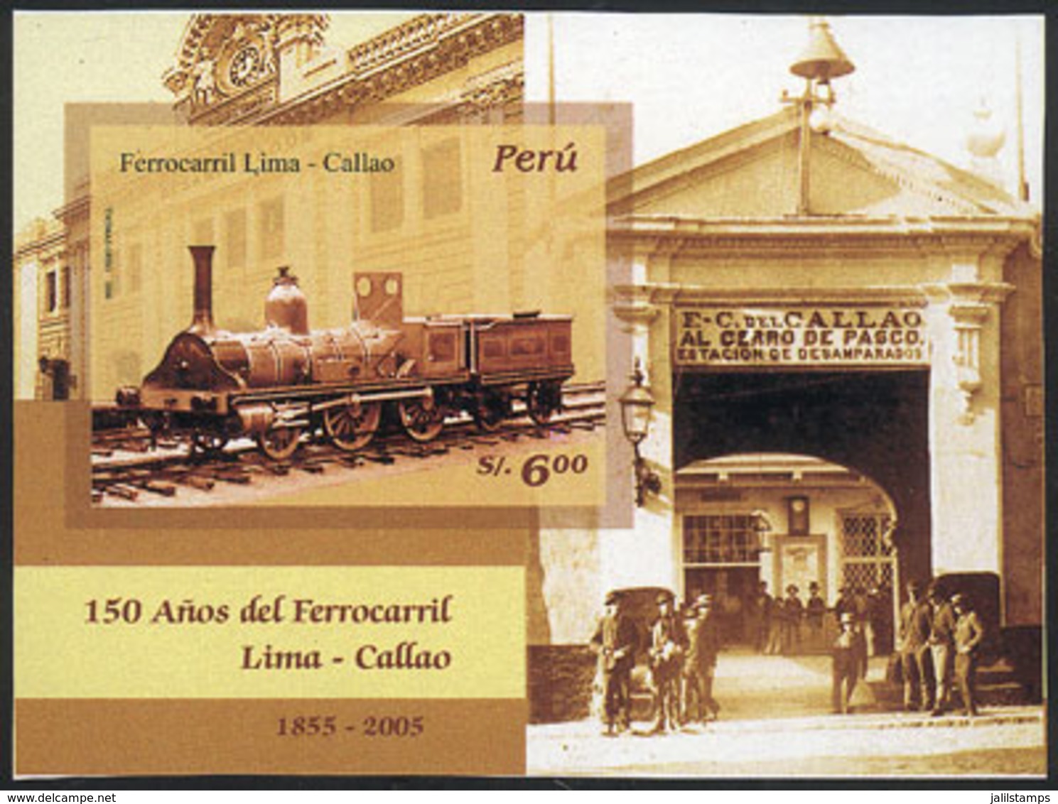 PERU: Sc.1525, 2006 Lima-Callao Railway, IMPERFORATE, VF Quality, Rare! - Peru