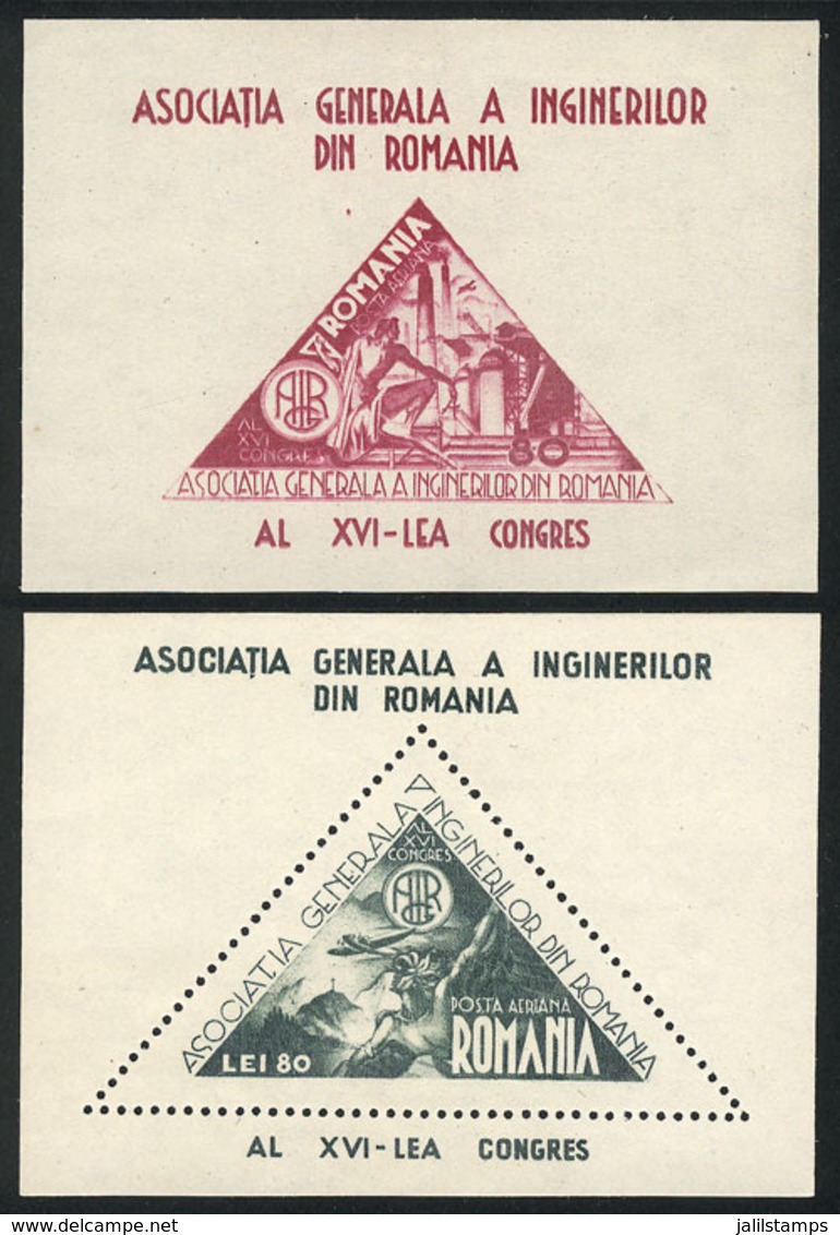 ROMANIA: Yvert 26/27, Congress On Engineering, Set Of 2 Souvenir Sheets, Very Thematic, Issued Without Gum, VF Q - Other & Unclassified