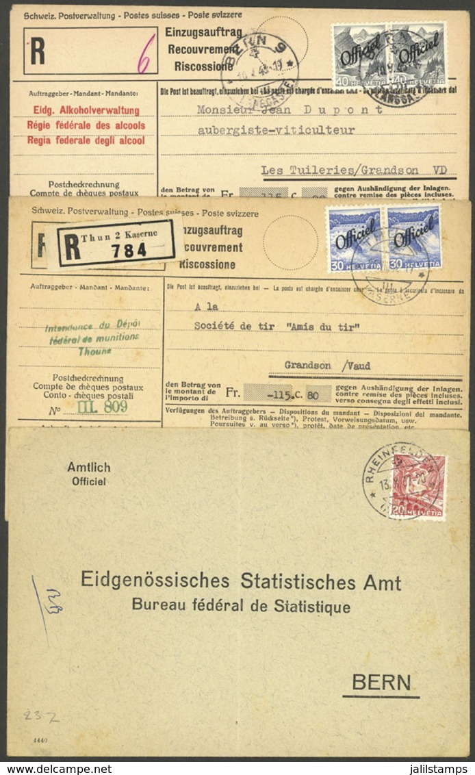 SWITZERLAND: 3 Covers Used Between 1937 And 1943, Varied Postages! - Sonstige & Ohne Zuordnung