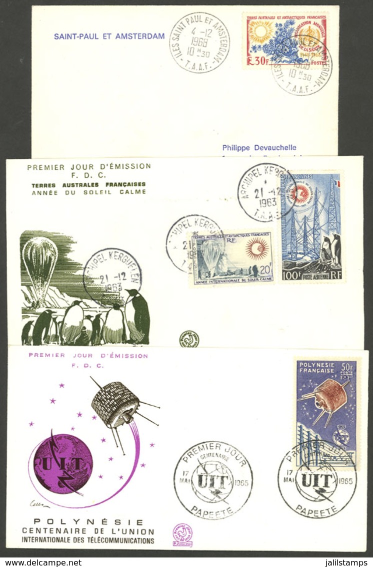 T.A.A.F.: 3 FDC Covers Of 1963 And 1968, Very Thematic, Excellent Quality, Good Opportunity At Low Start! - Autres & Non Classés