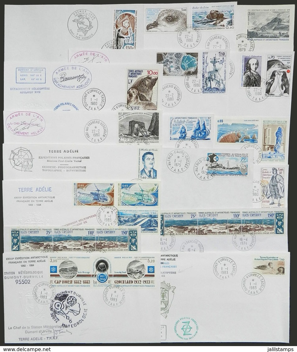 T.A.A.F: 17 Covers Of The 1970/80s With Special Postmarks, Many Signed, Helicopter Flights, Etc., Excellent - Autres & Non Classés