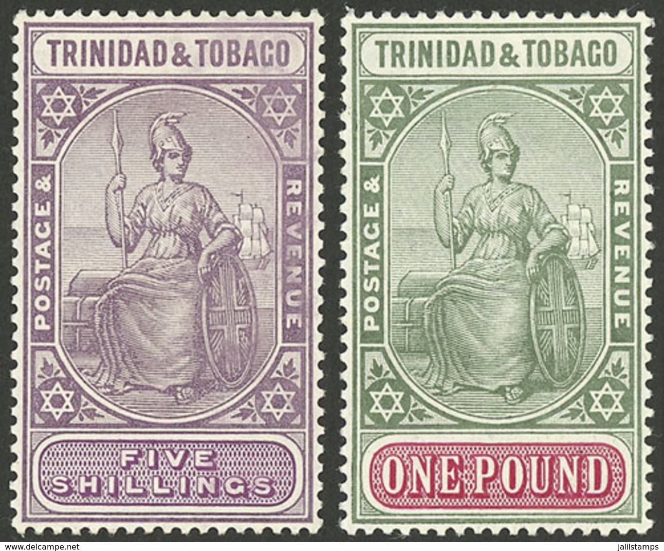 TRINIDAD AND TOBAGO: Sc.19/20, 1921/2 High Values Of The Set, Mint Very Lightly Hinged, Excellent Quality! - Trindad & Tobago (...-1961)