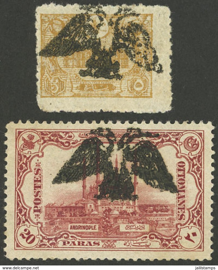 TURKEY: Sc.238 + 252, Both With Interesting Overprint (2-headed Eagle), Mint With Original Gum, VF Quality! - Autres & Non Classés