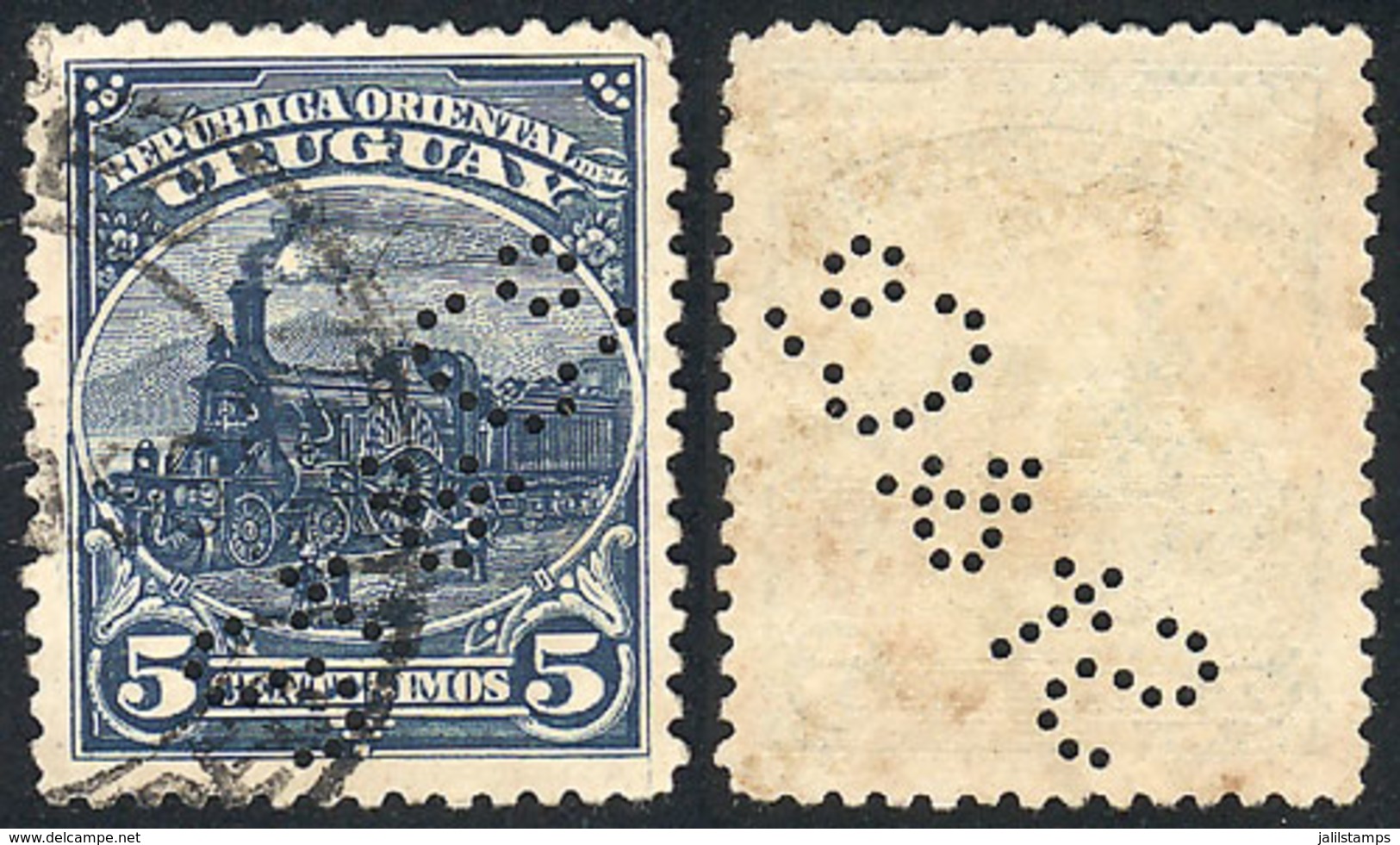 URUGUAY: Sc.114, With Interesting "St. & Co" Perfin, VF Quality!" - Uruguay