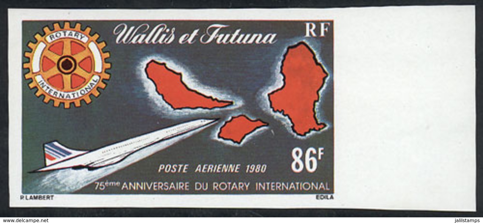 WALLIS & FUTUNA: Sc.C99, 1980 Rotary And Concorde, Map, IMPERFORATE Variety, VF Quality, Rare! - Altri & Non Classificati