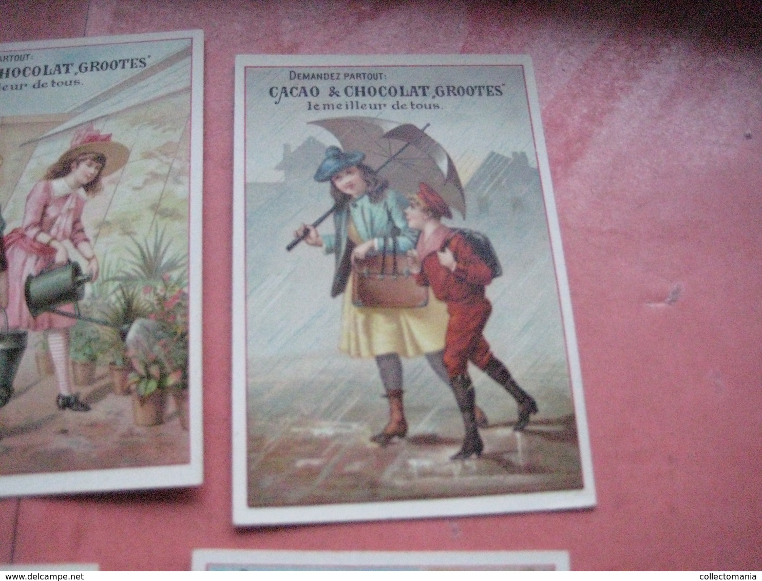 12 Chromos Trade Cards Cacao Chokolade Chocolat,  Pub. D. & M. GROOTES C1894 Lithography Children  With Toys, Cat, Goose - Other & Unclassified