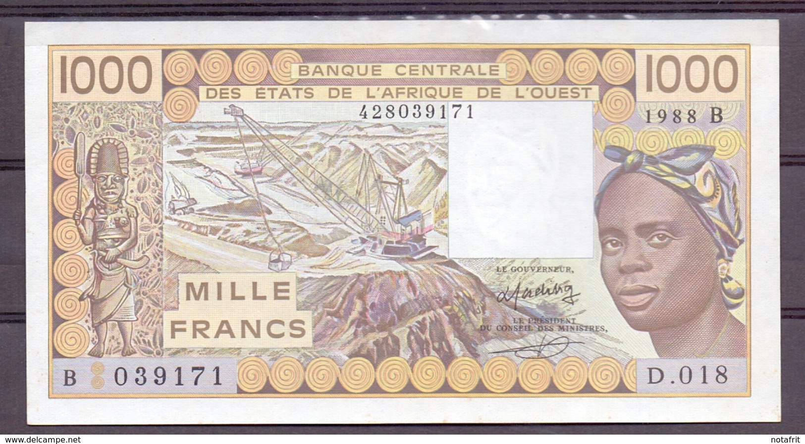 Benin AOF  1000 Fr 1988 D  UNC - Bénin