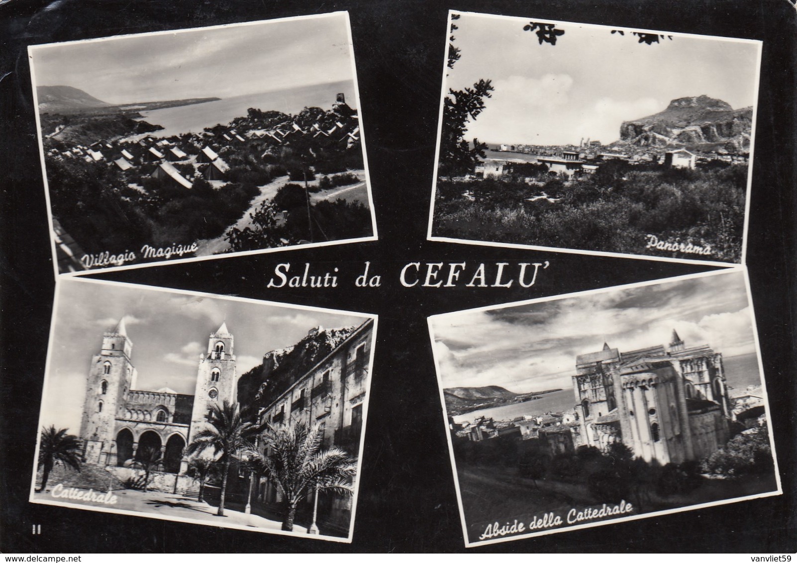 Cefalù-PALERMO-2 CARTOLINE VERA FOTOGRAFIA UNA VIAGGIATA IL 10-10-1958 - Palermo