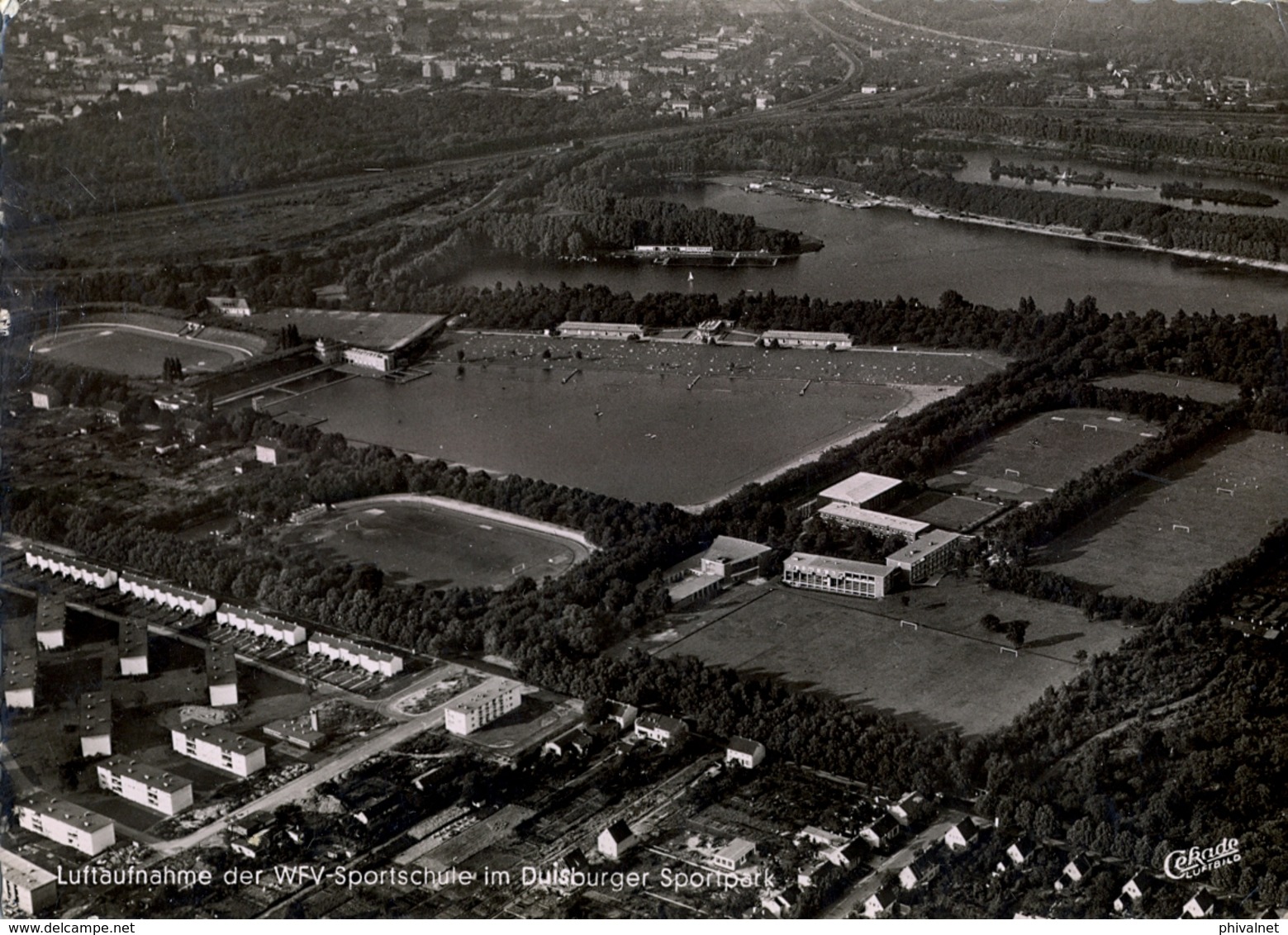 1958 ALEMANIA , TARJETA POSTAL CIRCULADA, DUISBURG - DUISBURGER SPORTPARK , ESTADIO , STADION , STADIUM - Estadios