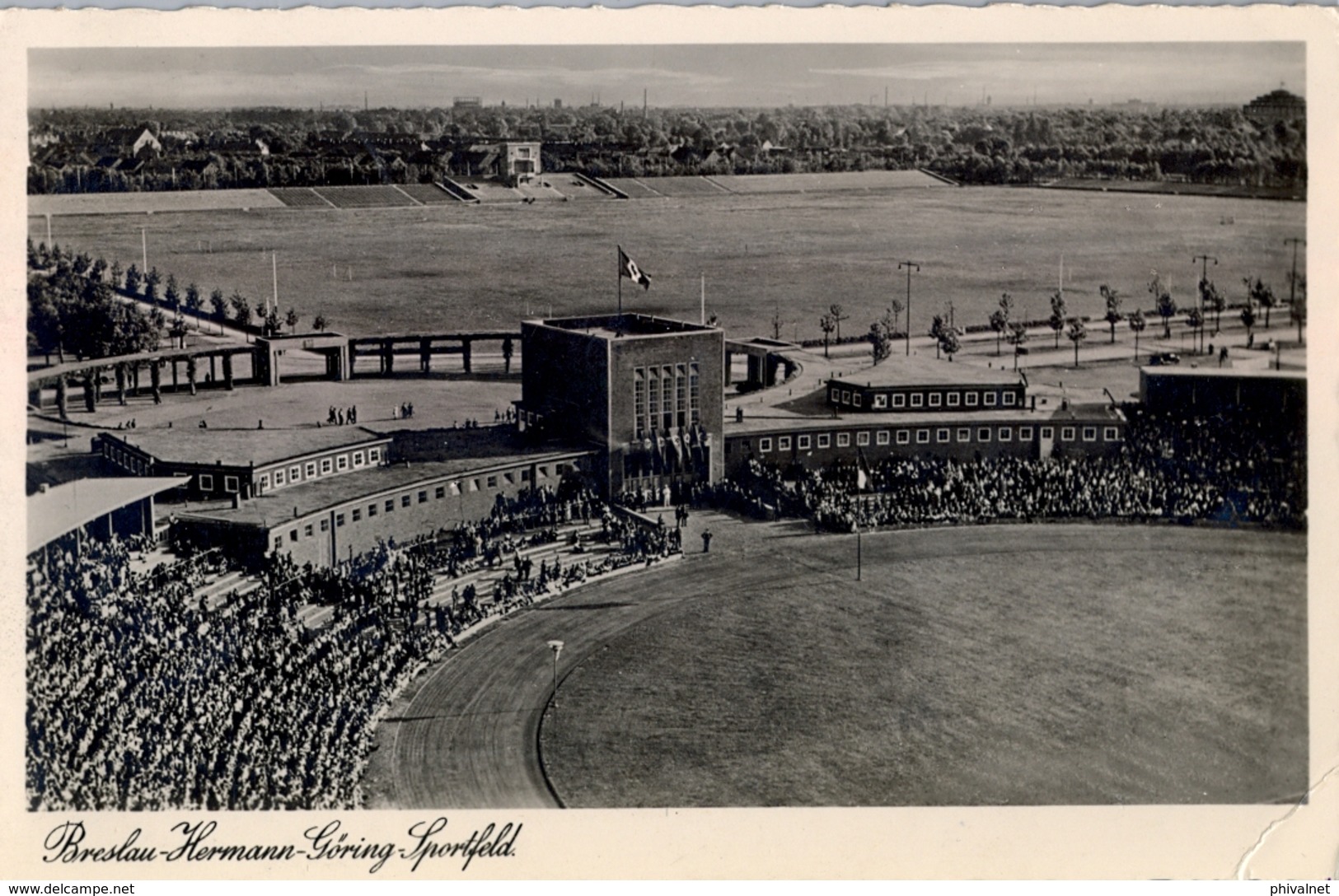 1938 ALEMANIA , TARJETA POSTAL CIRCULADA, BRESLAU - HERMANN GÖRING SPORTFELD , ESTADIO , STADION , STADIUM - Estadios