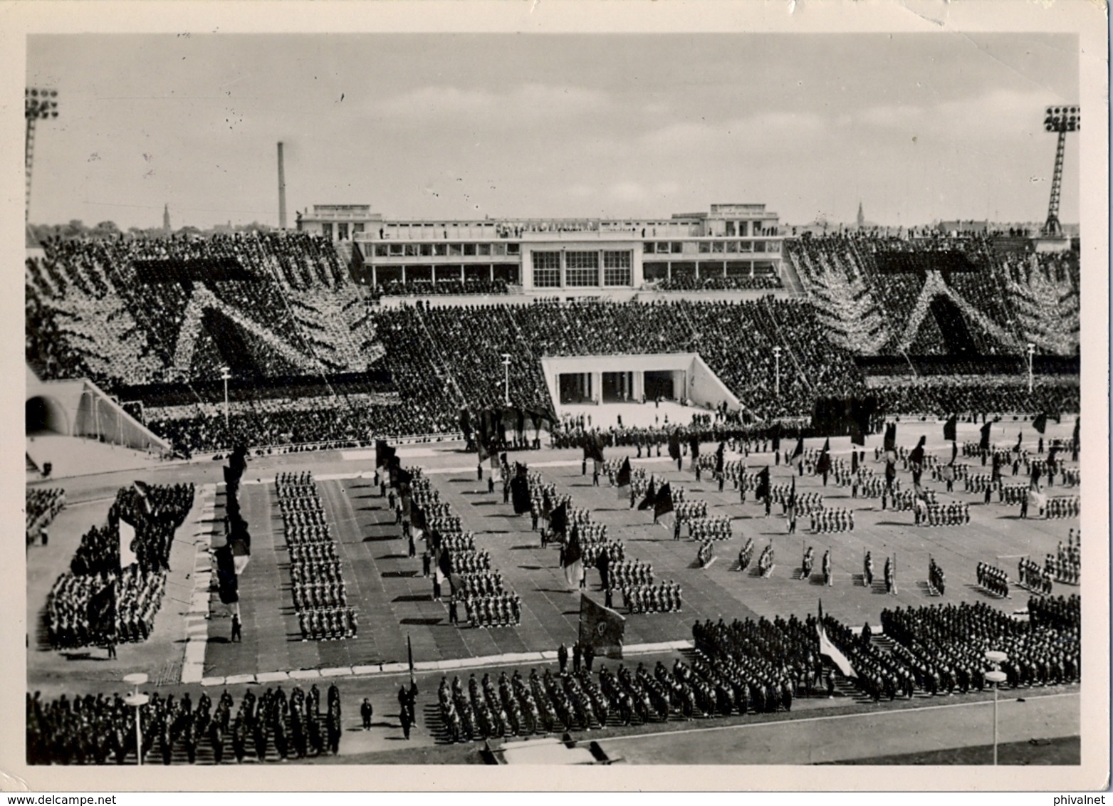1956 ALEMANIA , TARJETA POSTAL CIRCULADA, MESSESTADT LEIPZIG,  STADION , ESTADIO , STADIUM - Estadios