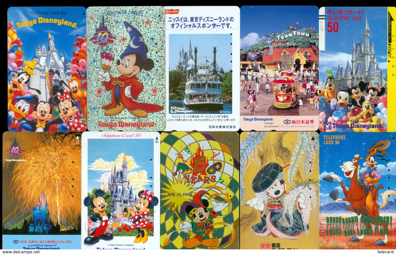 10 Télécartes Différentes DISNEY JAPAN (LOT 20)  10 DIFFERENT PHONECARDS DISNEY  * 10 VERSCHIEDENE TELEFONKARTEN DISNEY - Disney