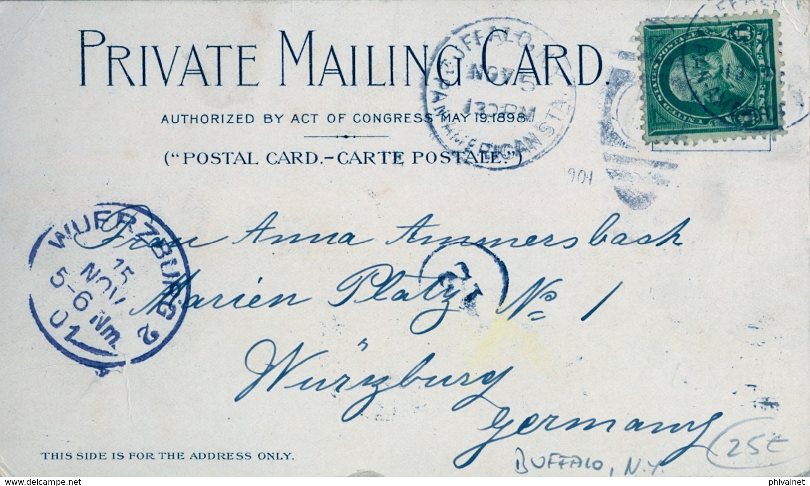 1901 ESTADOS UNIDOS , PRIVATE MAILING CARD , BUFFALO - WUERZBURG, " THE STADIUM " - Estadios