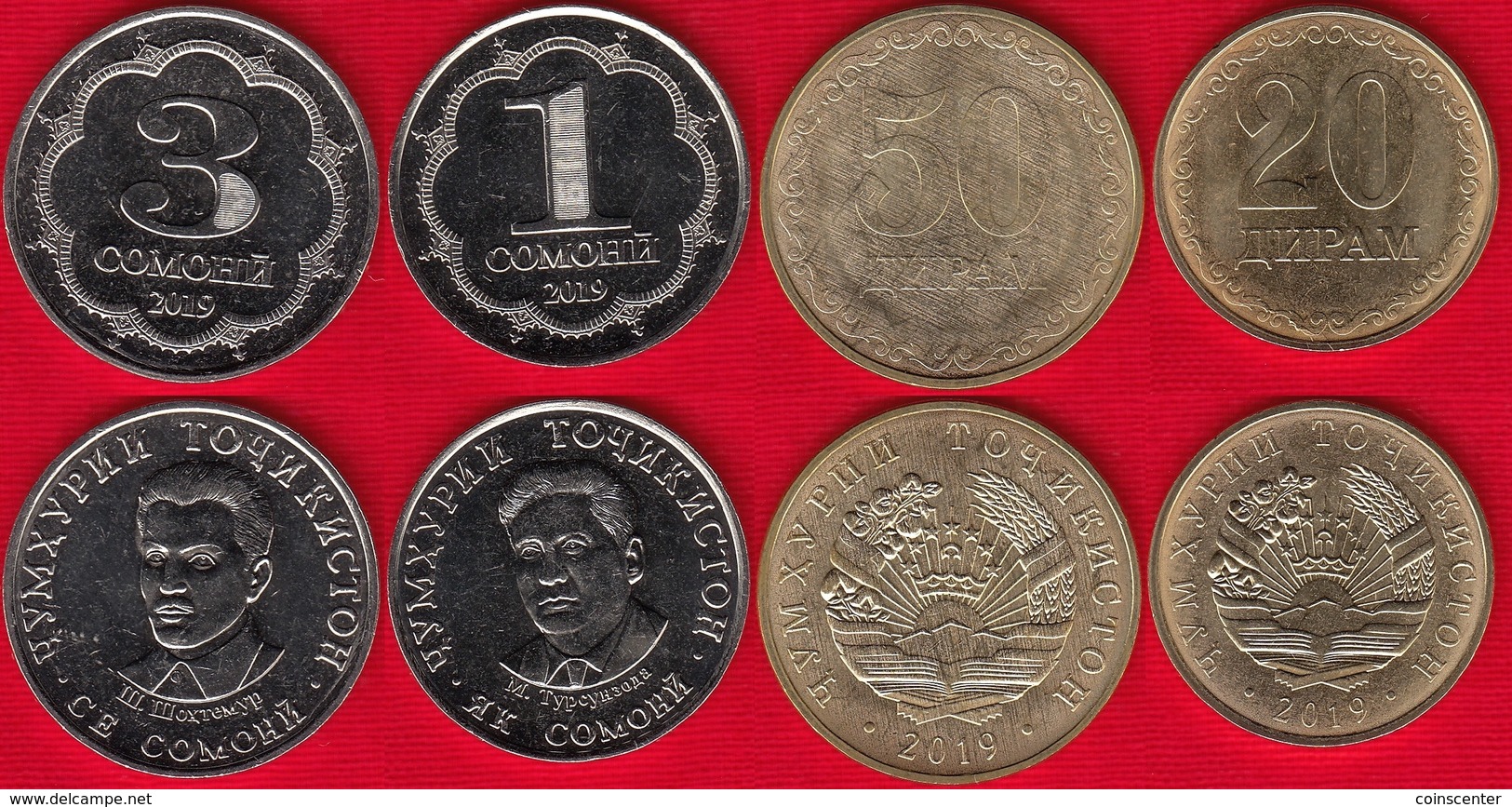 TAJIKISTAN Full set 7 coins 2019 5 20 1 10 50 Diram 5 Somoni NEW UNC 3 
