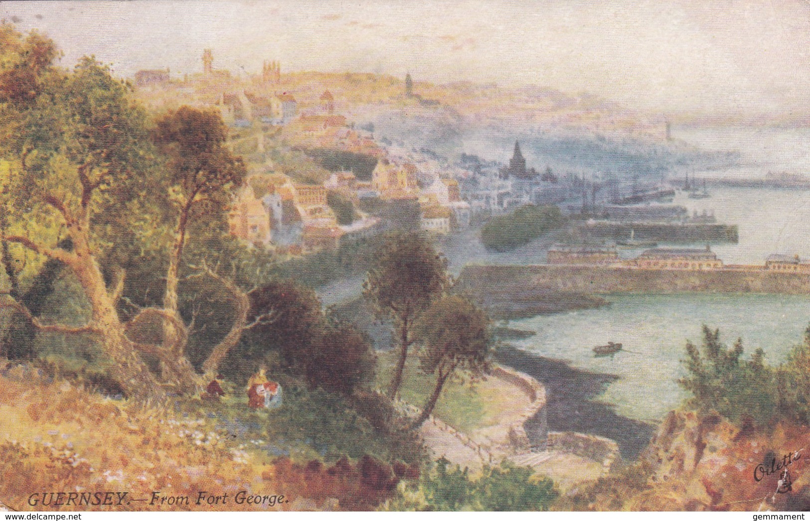 GUERNSEY FROM FORT GEORGE . TUCK OILETTE - Guernsey