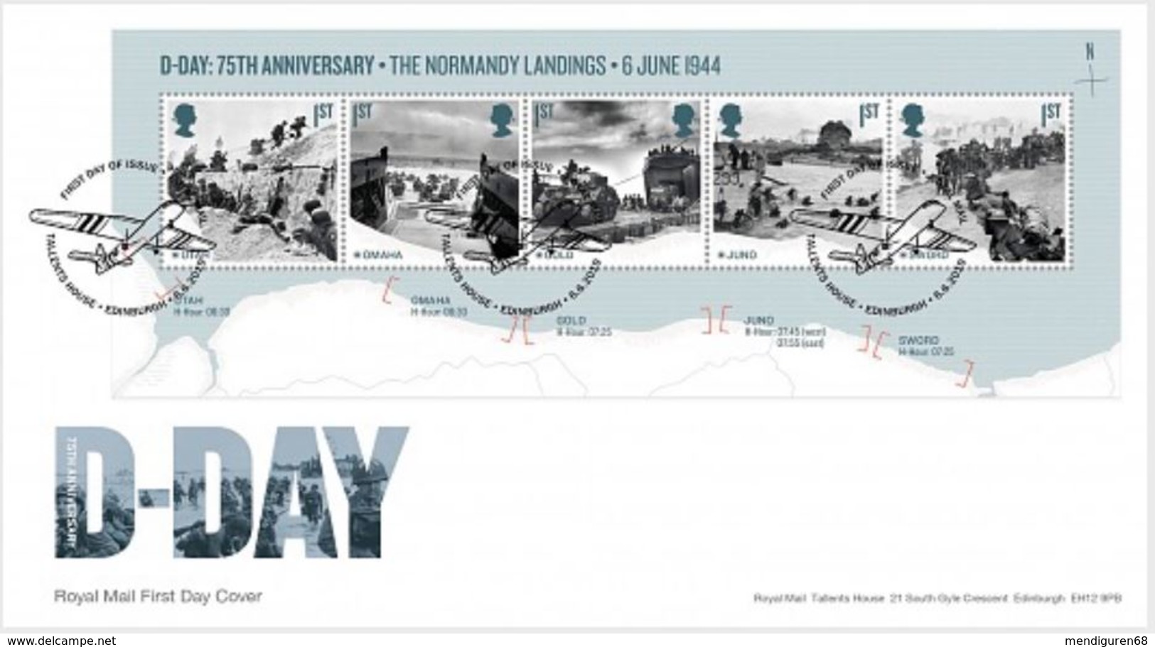 GROSSBRITANNIEN GRANDE BRETAGNE GB 2019 M/S D-DAY FDC SG MS4236 MI B123-4407-11 YT F4819-23 - 2011-2020 Ediciones Decimales