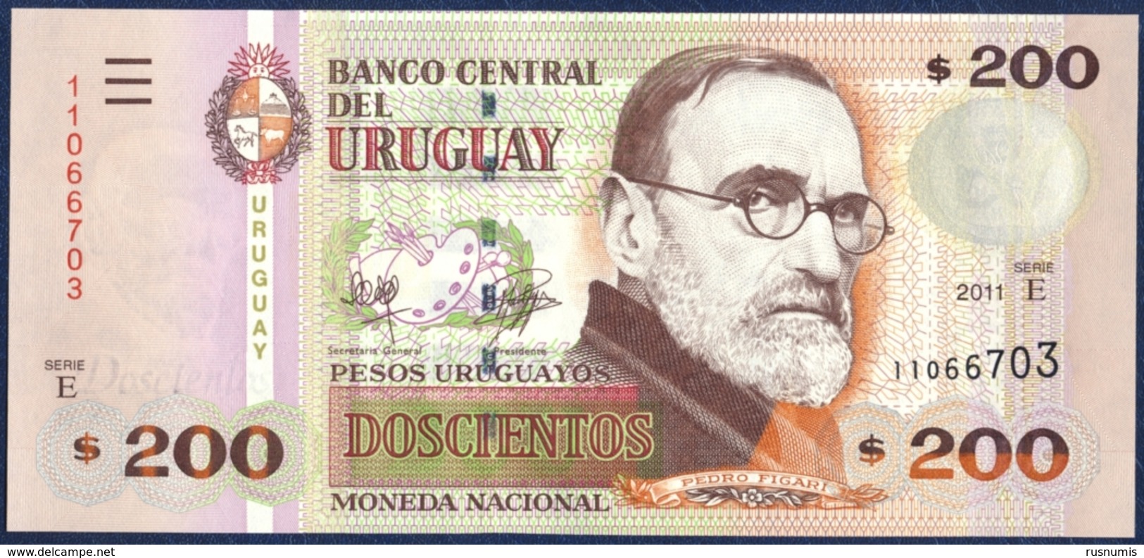 URUGUAY 200 PESOS P-89c Pedro Figari - Old Dance "Baile Antiguo" 2011 UNC - Uruguay