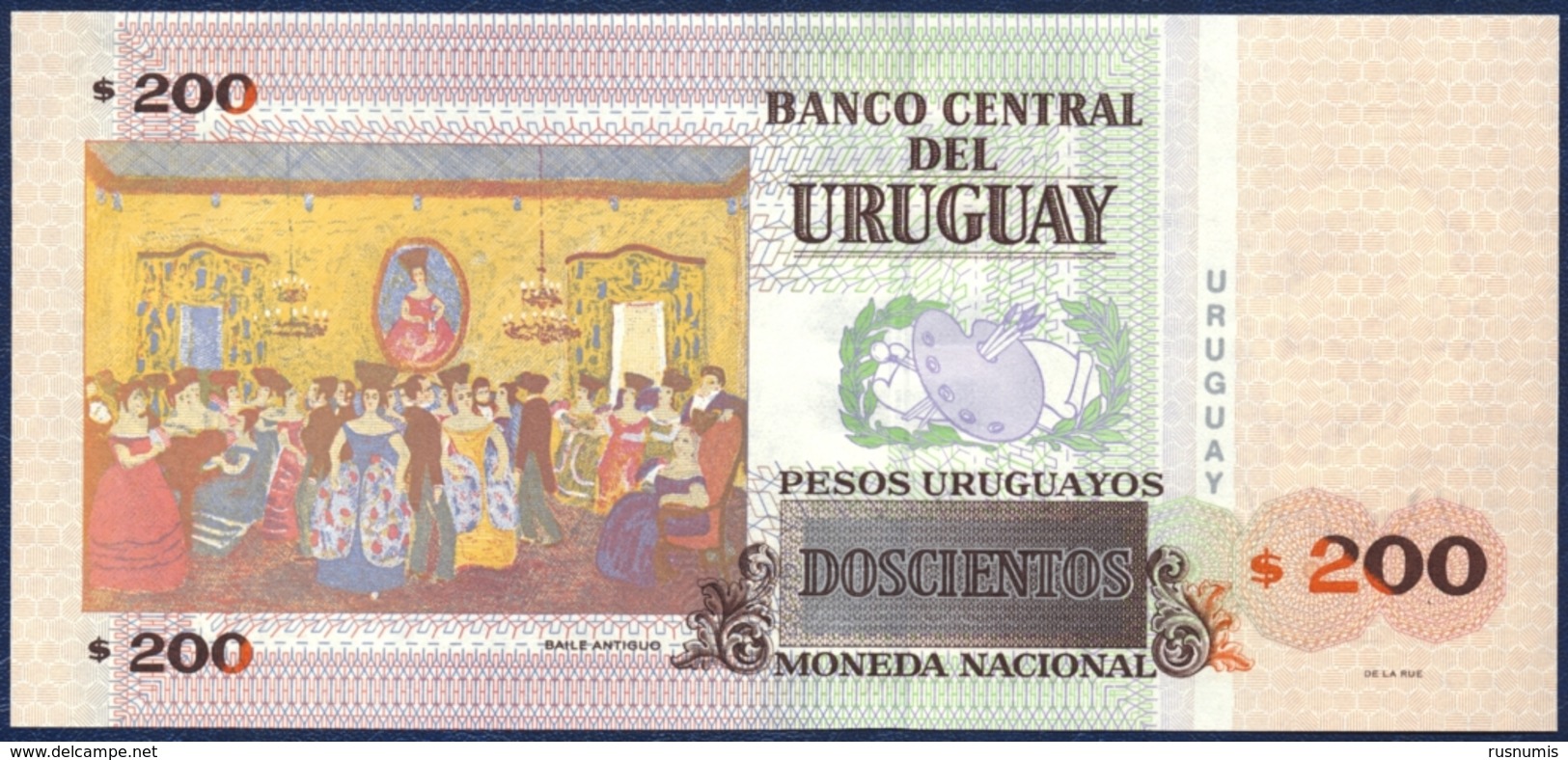 URUGUAY 200 PESOS P-89c Pedro Figari - Old Dance "Baile Antiguo" 2011 UNC - Uruguay