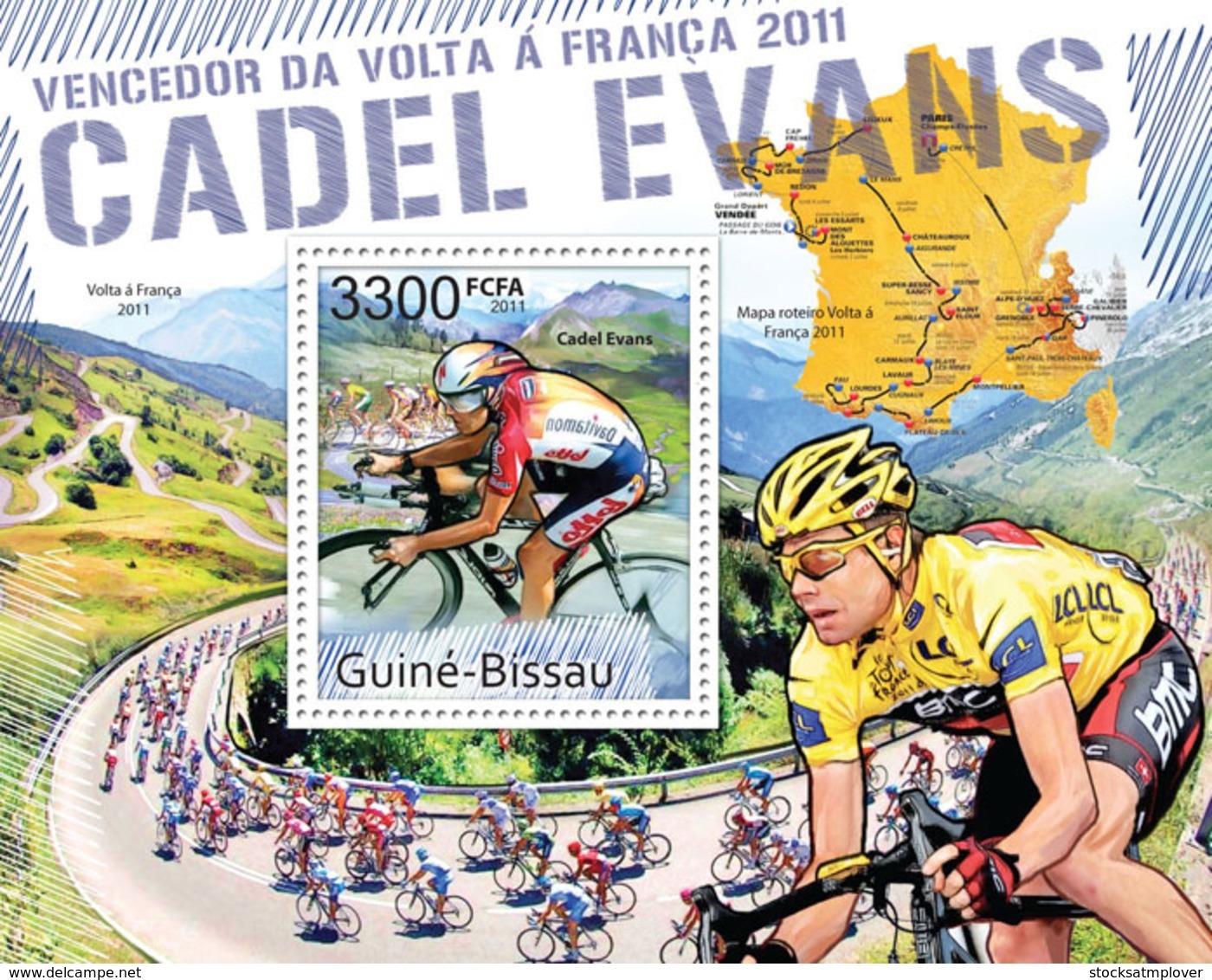 Guinea Bissau 2011 Winner Of Tour De France 2011 - Cadel Evans Bicycle - Guinea-Bissau