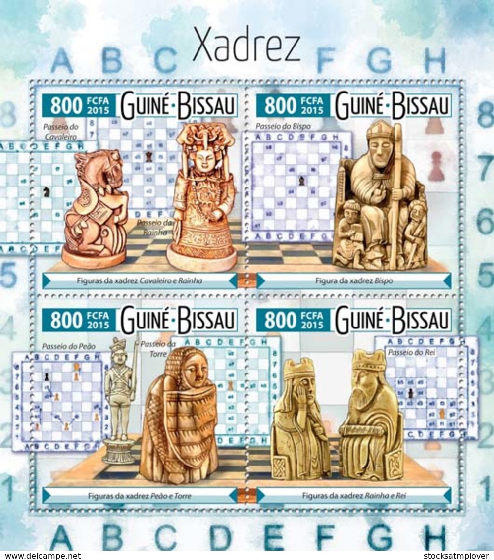 Guinea Bissau 2015 Chess Figures Knight And Queen - Guinea-Bissau