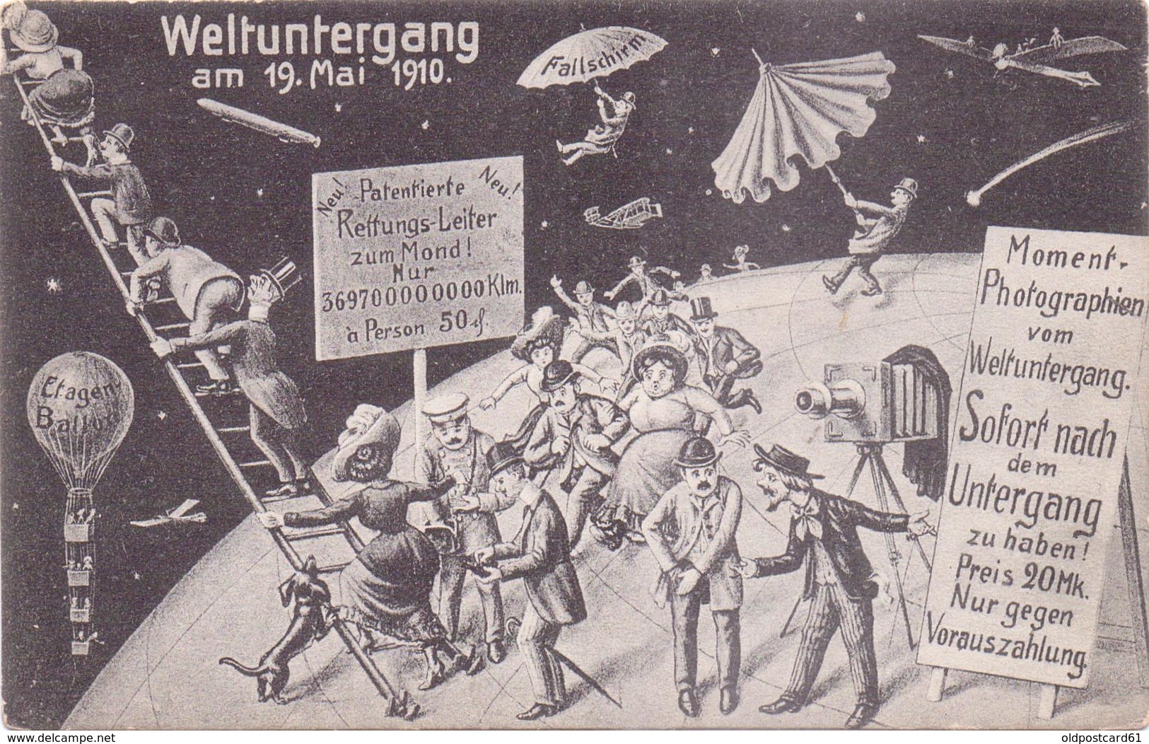 Konvolut 5 Seltene ALTE  AK  WELTUNTERGANG 19.Mai 1910 - Gedruckt 1910 - Astronomie