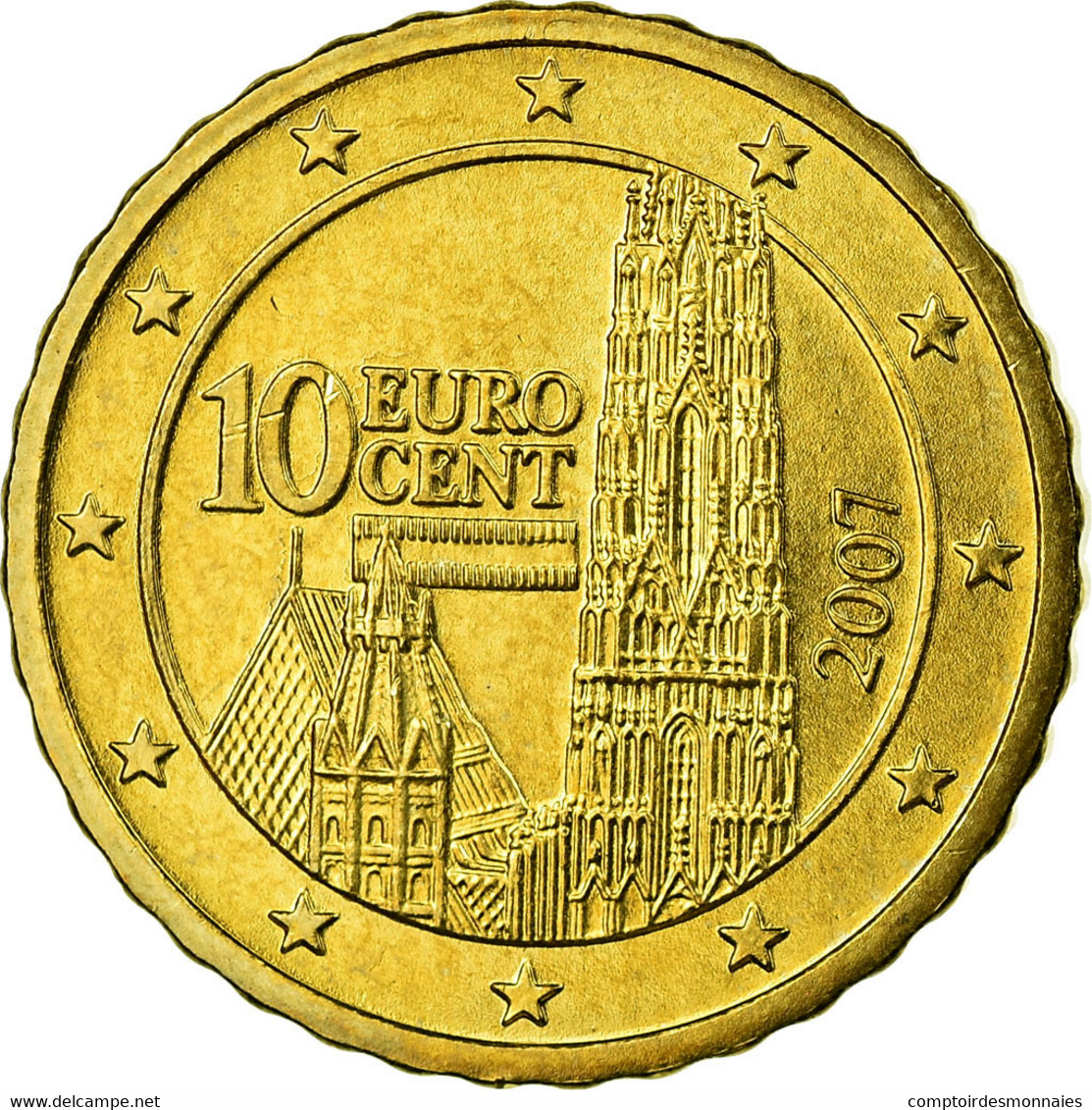 Autriche, 10 Euro Cent, 2007, SPL, Laiton, KM:3085 - Autriche