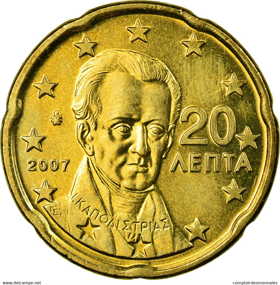 Grèce, 20 Euro Cent, 2007, SPL, Laiton, KM:212 - Grèce