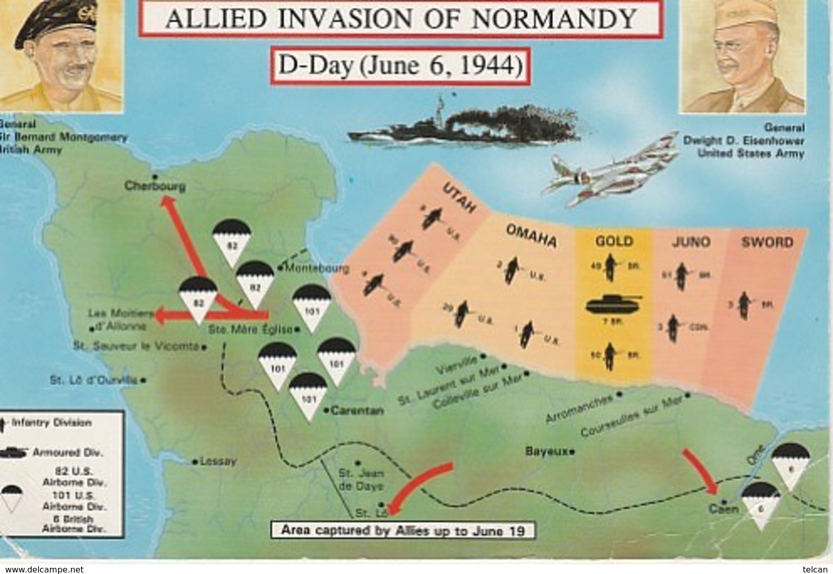 ALLIED INVASION OF NORMANDY   D DAY  6.6.1944    Mint   2 Scans - War 1939-45